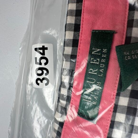 Lauren Ralph Lauren Top Womens 2X Black White Check Button Up Career Preppy - Picture 13 of 13